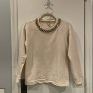 J. Crew Jeweled Cotton Cream Sweater - XS